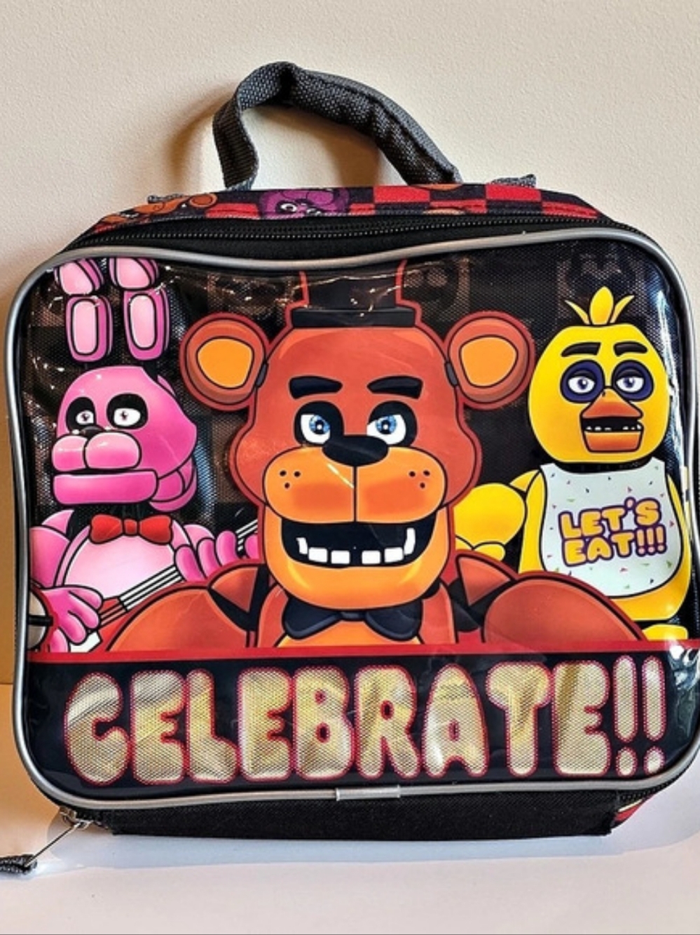 Five Nights at Freddy's Celebrate Insulated Lunch Box Tote Bag Red & Black